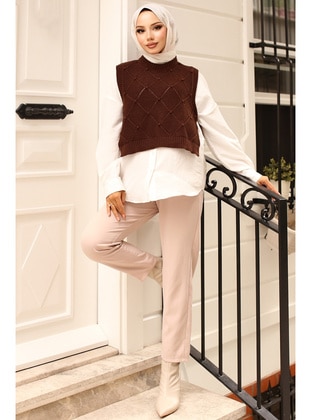 Brown - Knit Sweater - Benguen