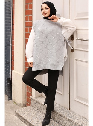 Grey - Knit Sweater - Benguen