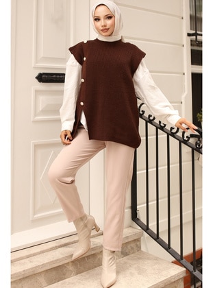 Brown - Knit Sweater - Benguen