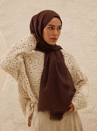 Brown - Plain - Shawl - FRESHSCARFS