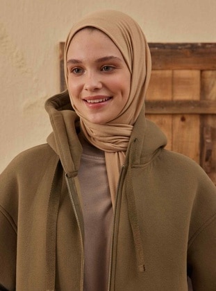 Dark Beige - Plain - Shawl - FRESHSCARFS