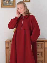 Burgundy - Modest Dress