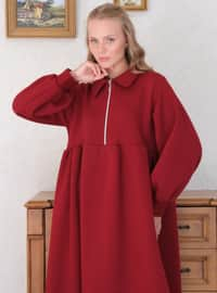 Burgundy - Modest Dress