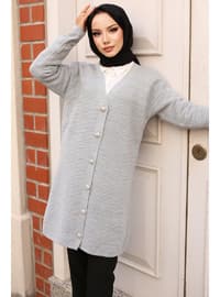 Grey - Knit Cardigan