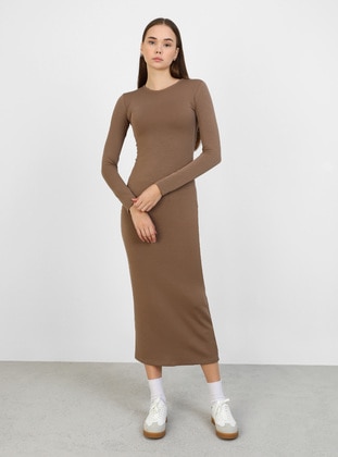 Brown - Modest Dress - Modanisa Mood