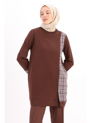 Brown - Crew neck - Tunic - ALLDAY