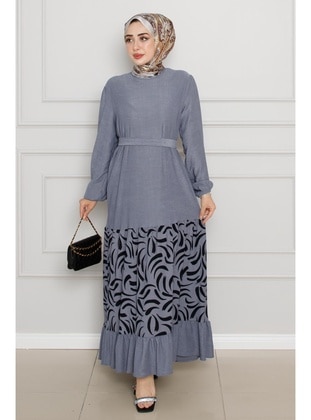 Grey - Modest Dress - Sevitli