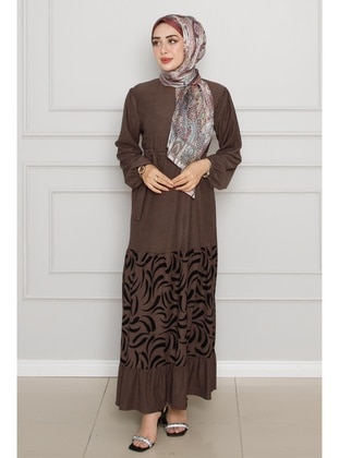 Brown - Modest Dress - Sevitli