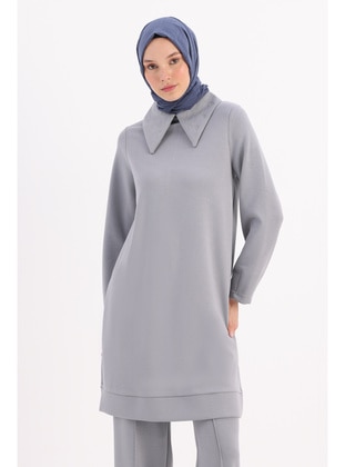 Grey - Cuban Collar - Tunic - ALLDAY