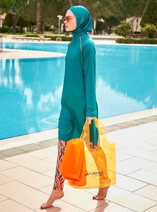 Green - Unlined - Printed - Burkini - Marina