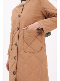 Brown - Fully Lined - Crew neck - Puffer Jackets