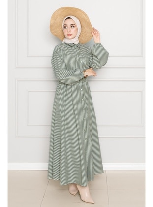 Khaki - Modest Dress - Sevitli