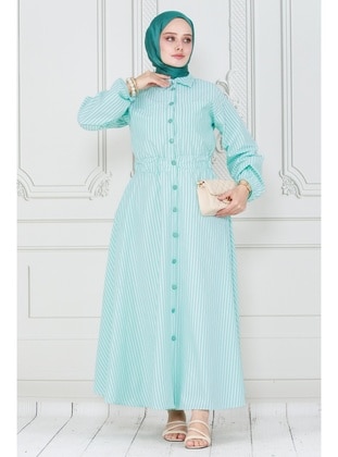 Green - Modest Dress - Sevitli