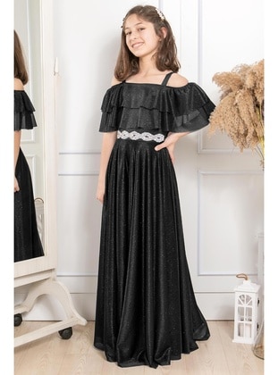 Black - Girls` Evening Dress - MFA Moda