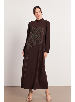 Brown - Modest Evening Dress - Vavinor