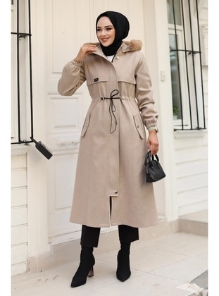 Beige - Coat - Misskayle