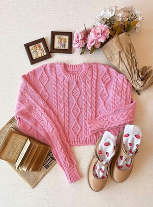 Pink - Knit Sweaters - Ceylan Otantik