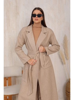 Beige - Coat - Melike Tatar