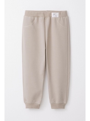 Beige - 350gr - Boys` Sweatpants - Breeze Girls&Boys