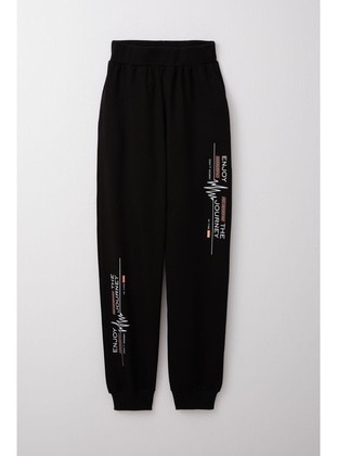 Black - 350gr - Boys` Sweatpants - Breeze Girls&Boys