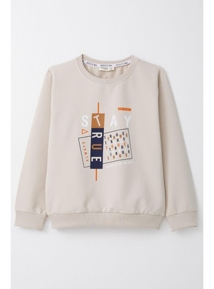 Beige - 350gr - Boys` Sweatshirt - Breeze Girls&Boys