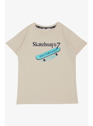 Beige - 150gr - Boys` T-Shirt - Breeze Girls&Boys