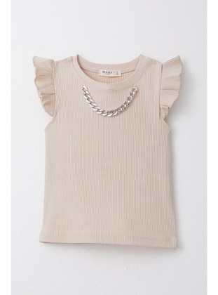 Beige - 150gr - Girls` T-Shirt - Breeze Girls&Boys