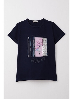 Navy Blue - 150gr - Girls` T-Shirt - Breeze Girls&Boys