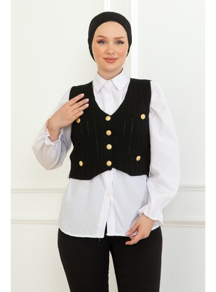 Black - Knit Vest - Maymara