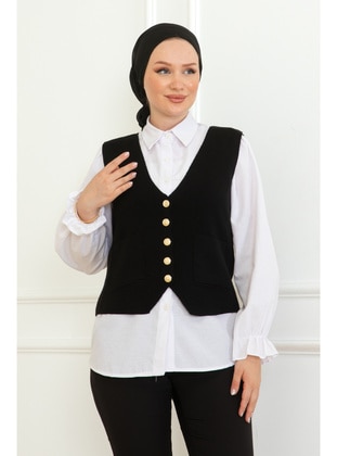 Black - Knit Vest - Maymara