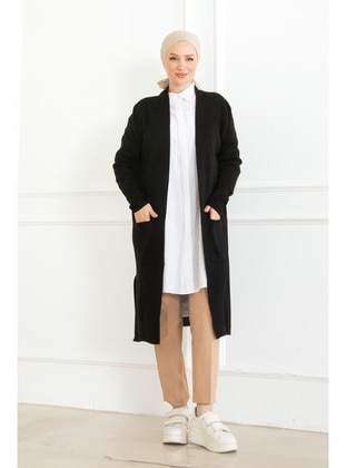 Black - Knit Cardigan - Maymara