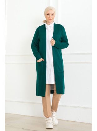 Green - Knit Cardigan - Maymara