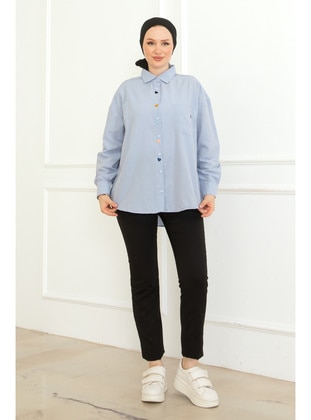 Blue - Blouses - Maymara