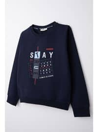 Navy Blue - 350gr - Boys` Sweatshirt