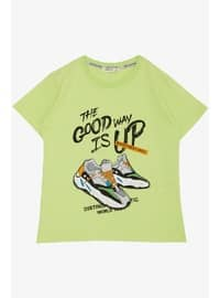 Light Green - 150gr - Boys` T-Shirt