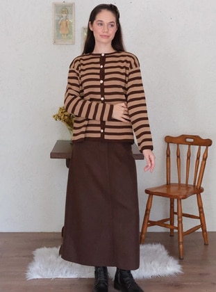 Brown - Knit Cardigan - Ceylan Otantik