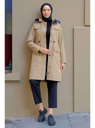 Beige - Puffer Jackets - Hafsa Mina