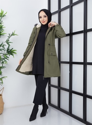 Women's Short Raincoat Bondit Coat Khaki