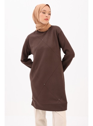 Brown - Crew neck - Tunic - ALLDAY