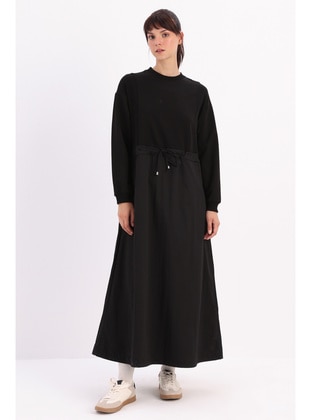 Black - Crew neck - Modest Dress - ALLDAY