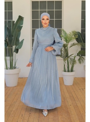 Blue - Modest Evening Dress - Hakimoda