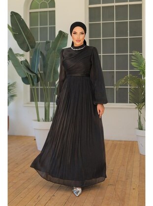 Black - Modest Evening Dress - Hakimoda