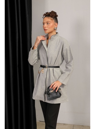 Grey - Coat - Melike Tatar