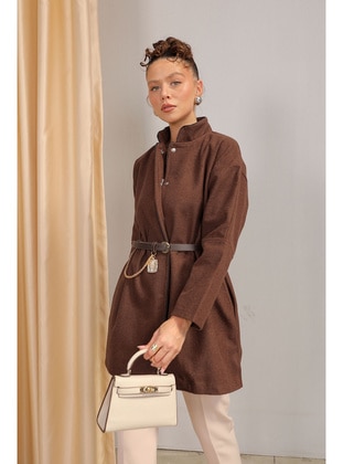 Brown - Coat - Melike Tatar