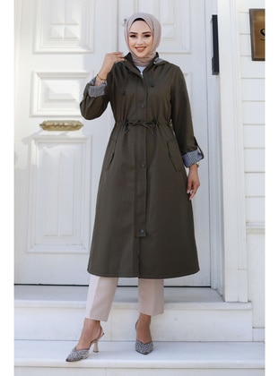 Khaki - 450gr - Trench Coat - Tesettür Dünyası