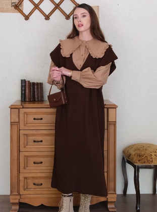 Brown - Blouses - Ceylan Otantik