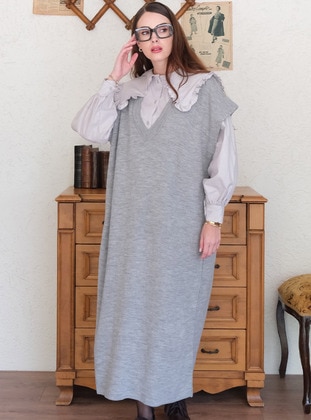 Light Gray - Blouses - Ceylan Otantik