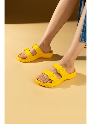 Black - Flat Slippers - Sandal - Pembe Potin