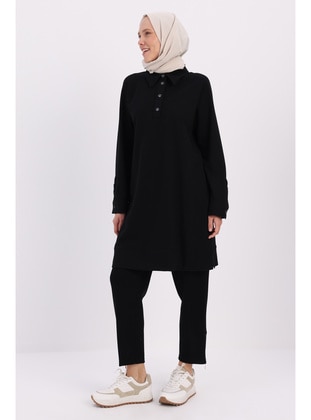 Black - Cuban Collar - Tunic - ALLDAY