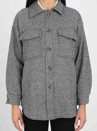 Taschendetail Jacke Anthrazit Gestreift Refka
